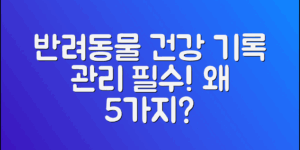 반려동물 건강 기록 관리, 필수 이유 5가지