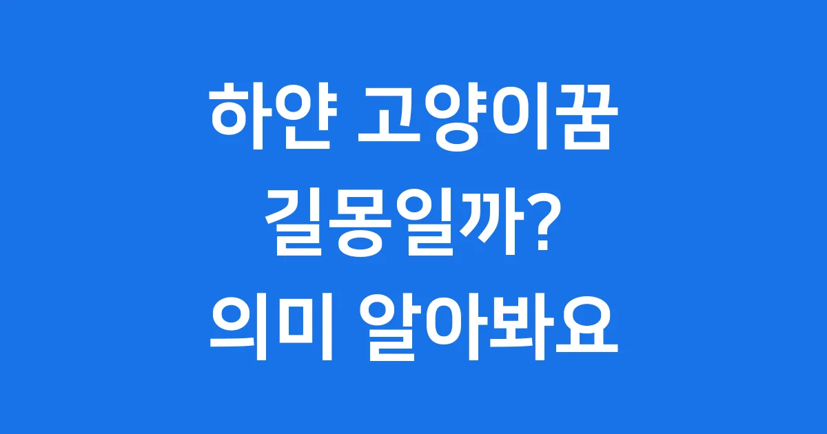 하얀 고양이꿈 길몽일까? 꿈해몽 의미 알아봐요