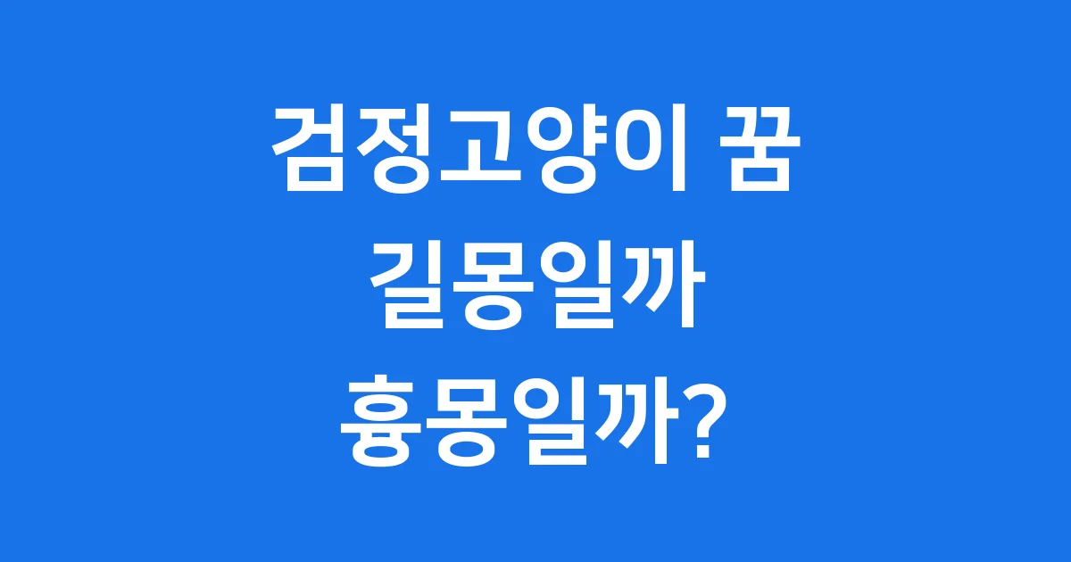 검정고양이 꿈 해몽 길몽 흉몽 상세 분석