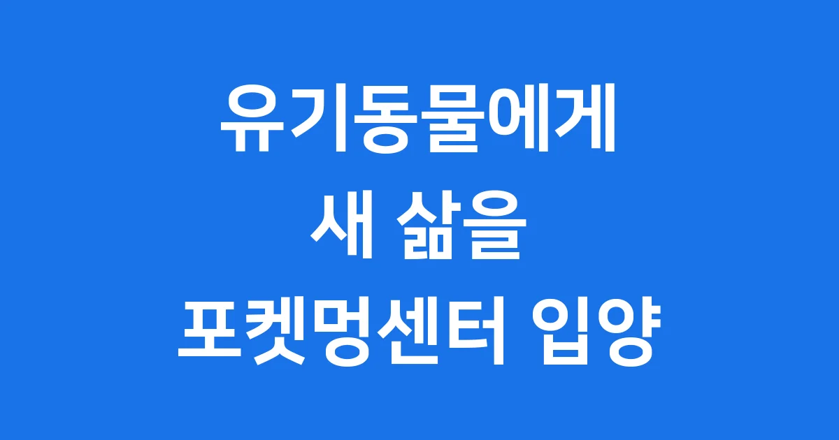 포켓멍센터 입양 신청방법 자격조건